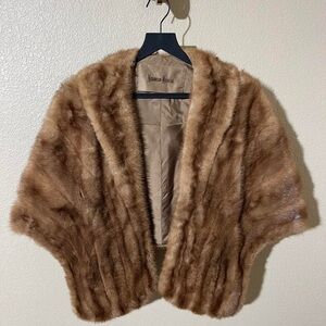 Vintage Neiman Marcus Mink Fur Wrap Shawl Jacket Brown